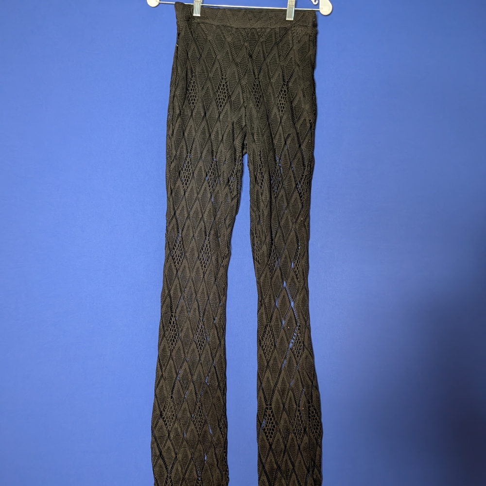 Black Crochet Knit Pants